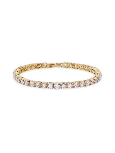 Anthony Jacobs Men's 18k Goldplated Stainless Steel & Simulated Diamond Tennis Bracelet