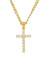 Anthony Jacobs Men's 18k Goldplated, Stainless Steel & Simulated Diamonds Cross Pendant Necklace
