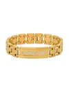 ANTHONY JACOBS MEN'S 18K GOLDPLATED STAINLESS STEEL & SIMULATED DIAMONDS ID TAG BRACELET