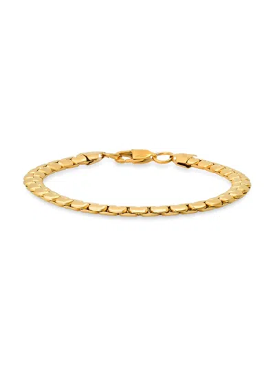 Anthony Jacobs Men's 18k Goldplated Stainless Steel & Stainless Steel Flat Box Chain Bracelet