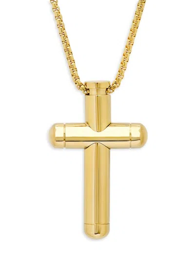 Anthony Jacobs Men's 18k Goldplated Stainless Steel Cross Pendant Necklace In Yellow