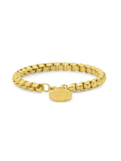 Anthony Jacobs Men's 18k Goldplated Stainless Steel Link Charm Bracelet In Neutral