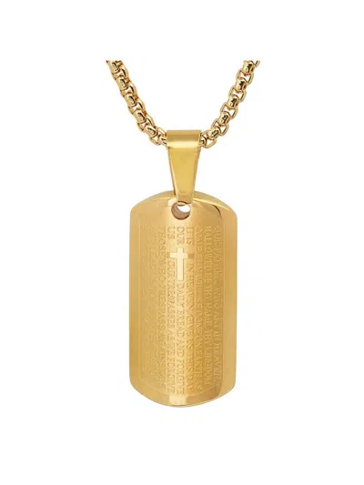 Anthony Jacobs Men's 18k Goldplated Stainless Steel Lord's Prayer Pendant Necklace