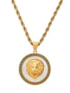 ANTHONY JACOBS MEN'S 18K GOLDPLATED STAINLESS STEEL, MOTHER OF PEARL & SIMULATED DIAMOND PENDANT NECKLACE