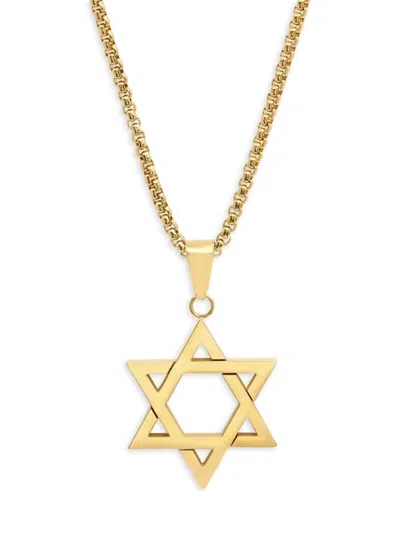 Anthony Jacobs Men's 18k Goldplated Stainless Steel Star Of David Pendant Necklace