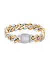 ANTHONY JACOBS MEN'S 18K YELLOW GOLD, STAINLESS STEEL & SIMULATED DIAMOND BRACELET