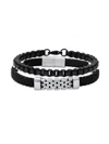 ANTHONY JACOBS MEN'S 2-PIECE BRAIDED LEATHER & STAINLESS STEEL BRACELET SET
