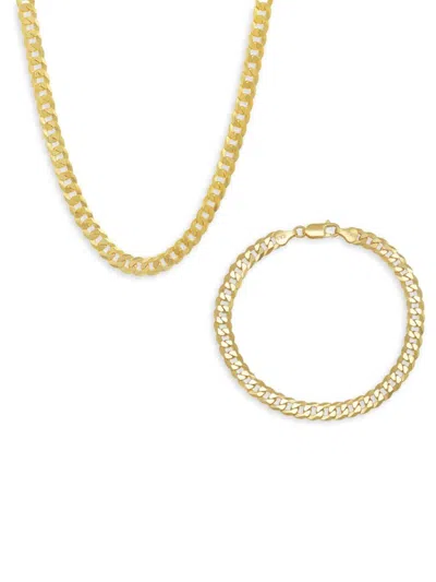 Anthony Jacobs Men's Sterling Silver Curb Chain Necklace In Yellow