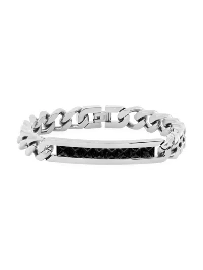 Anthony Jacobs Men's Black Ip, 18k Goldplated Stainless Steel & Simulated 8.88 Tcw Diamonds Cuban Link Chain Bracel In Ss Steel