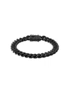 ANTHONY JACOBS MEN'S BLACK IP PLATED STAINLESS STEEL & SIMULATED DIAMONDS CUBAN LINK BRACELET