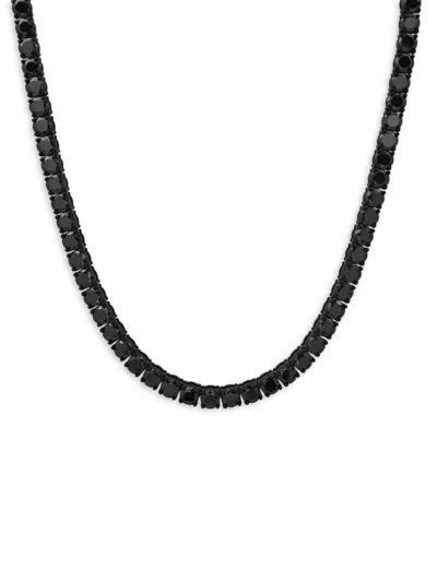 Anthony Jacobs Men's Black Ip Stainless Steel & Simulated Diamond Tennis Necklace