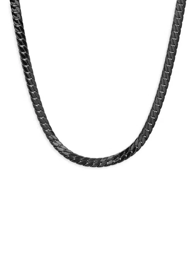 Anthony Jacobs Men's Black Ip Stainless Steel Curb Chain Necklace