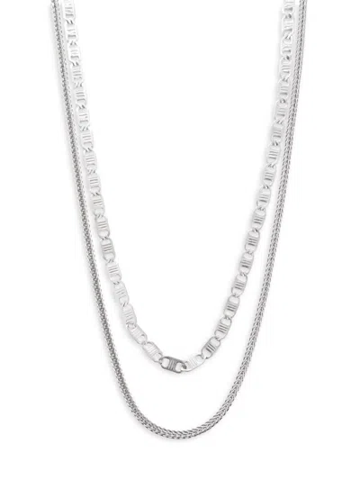 Anthony Jacobs Men's Double Layered Chain Necklace In Metallic