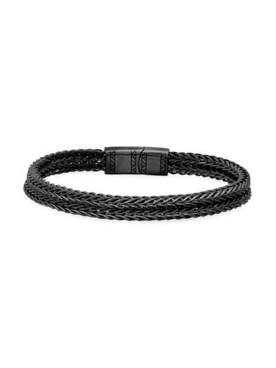 Anthony Jacobs Men's Ion-plated Stainless Steel Wheat Chain Bracelet In Black