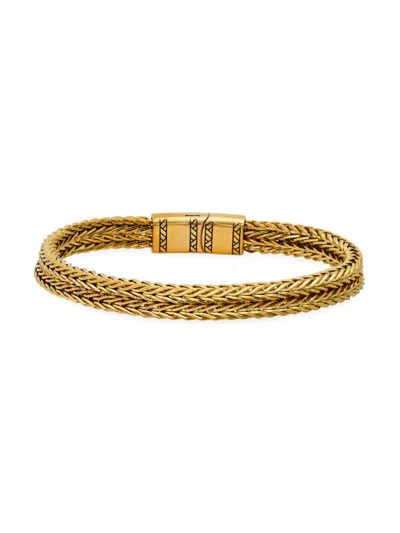 Anthony Jacobs Men's Ion-plated Stainless Steel Wheat Chain Bracelet In Gold