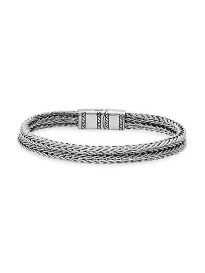 Anthony Jacobs Men's Ion-plated Stainless Steel Wheat Chain Bracelet In Grey