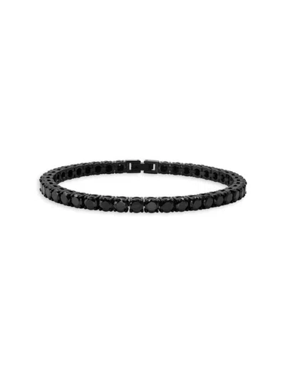 Anthony Jacobs Men's Ip Black Stainless Steel & Simulated Diamond Tennis Bracelet