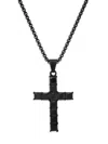 ANTHONY JACOBS MEN'S IP BLACK STAINLESS STEEL & SIMULATED DIAMONDS CROSS PENDANT NECKLACE
