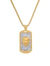 Anthony Jacobs Men's Lion's Head Dog Tag Pendant Necklace In Gold
