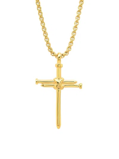 Anthony Jacobs Men's Nail Cross Pendant Necklace In Gold