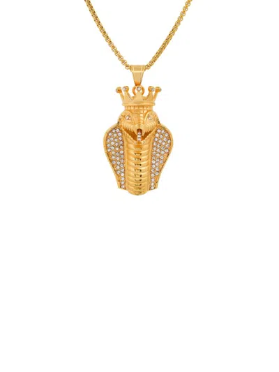 Anthony Jacobs Men's Stainless Steel & 1.12 Tcw Simulated Diamond King Cobra Snake Pendant Necklace In Gold