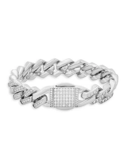 Anthony Jacobs Men's Stainless Steel & 1.49 Tcw Simulated Diamond Bracelet In Metallic