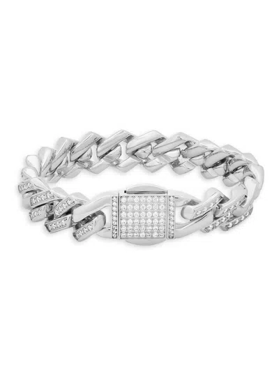 Anthony Jacobs Men s Stainless Steel 1.49 Tcw Simulated Diamond Bracelet In Neutral ModeSens