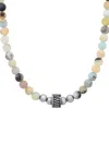 ANTHONY JACOBS MEN'S STAINLESS STEEL & AMAZONITE BEADS NECKLACE