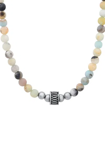 Anthony Jacobs Men's Stainless Steel & Amazonite Beads Necklace In Neutral