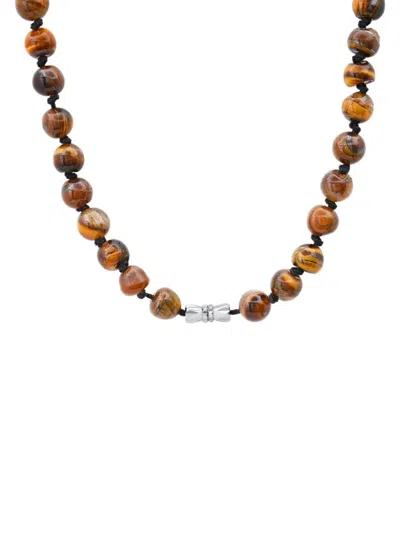 Anthony Jacobs Men's Stainless Steel & Beaded Tiger Eye Bracelet Necklace In Neutral