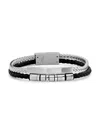 Anthony Jacobs Men's Stainless Steel & Braided Leather Id Bracelet In Black