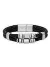 ANTHONY JACOBS MEN'S STAINLESS STEEL & LEATHER BRAIDED BRACELET