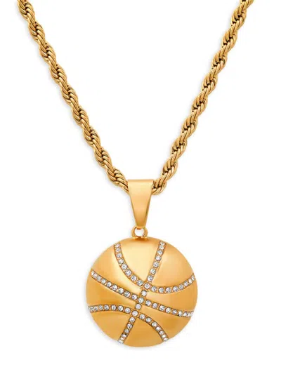 Anthony Jacobs Men's Stainless Steel & Simulated Diamond Basketball Pendant Necklace In Yellow