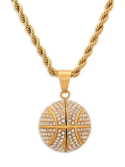 Anthony Jacobs Men's Stainless Steel & Simulated Diamond Basketball Pendant Necklace In Gold