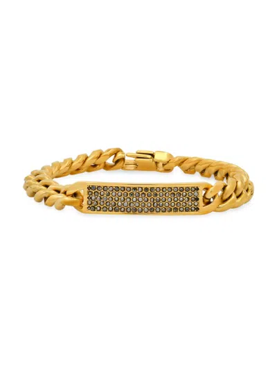 Anthony Jacobs Men's Stainless Steel & Simulated Diamond Bracelet In Goldtone