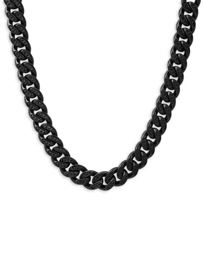 Anthony Jacobs Men's Stainless Steel & Simulated Diamond Cuban Link Chain Necklace In Black