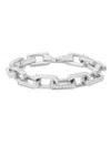 ANTHONY JACOBS MEN'S STAINLESS STEEL & SIMULATED DIAMOND HEIRLOOM LINK CHAIN BRACELET