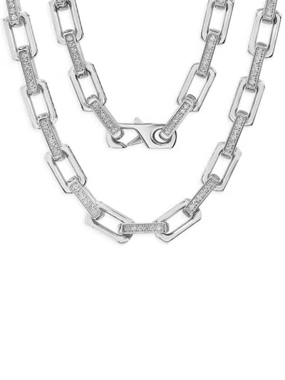 Anthony Jacobs Men's Stainless Steel & Simulated Diamond Link Chain Necklace In Silver