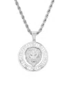 ANTHONY JACOBS MEN'S STAINLESS STEEL & SIMULATED DIAMOND LION PENDANT NECKLACE
