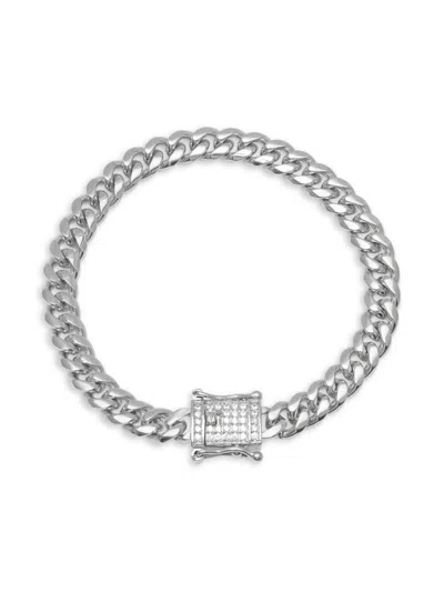 Anthony Jacobs Men's Stainless Steel & Simulated Diamond Miami Cuban Chain Bracelet In Silver