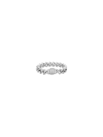Anthony Jacobs Men's Stainless Steel & Simulated Diamond Miami Cuban Link Chain Bracelet In Silver Tone