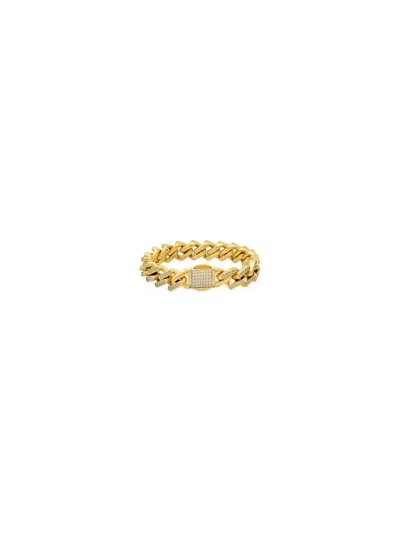 Anthony Jacobs Men's Stainless Steel & Simulated Diamond Miami Cuban Link Chain Bracelet In Yellow Gold Tone