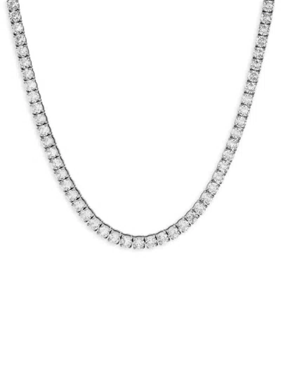 Anthony Jacobs Men's Stainless Steel & Simulated Diamond Tennis Necklace In Neutral