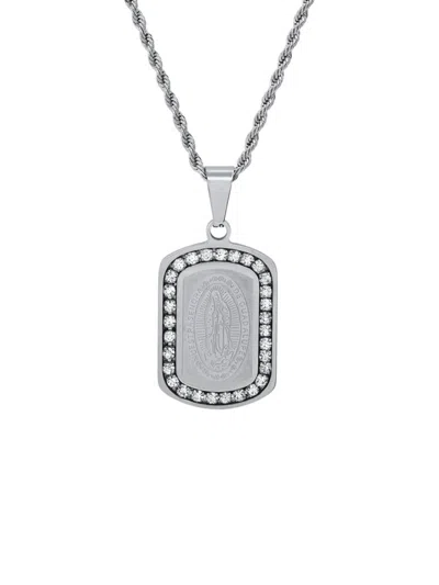 Anthony Jacobs Men's Stainless Steel & Simulated Diamonds Our Lady Of Guadalupe Pendant Necklace In Neutral