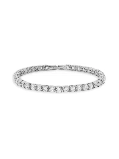 Anthony Jacobs Men's Stainless Steel & Simulated Diamonds Tennis Bracelet In Metallic