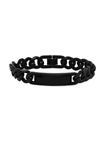 Anthony Jacobs Men's Stainless Steel & Simulated Onyx Cuban Chain Id Bracelet In Black