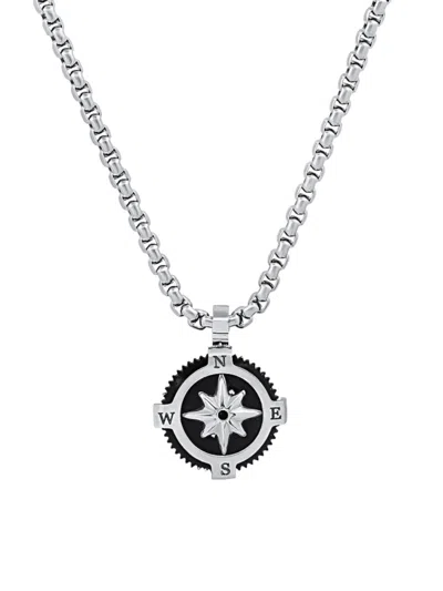 Anthony Jacobs Men's Stainless Steel Compass Pendant Necklace