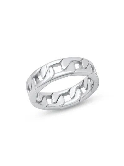 Anthony Jacobs Men's Stainless Steel Cuban Chain Ring In Neutral