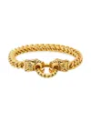 Anthony Jacobs Men's Stainless Steel Double Dragon Head Wheat Chain Bracelet In Yellow
