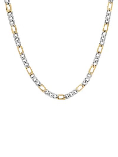 Anthony Jacobs Men's Stainless Steel Figaro Chain In Silver Gold